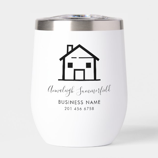 Real Estate Black White Personalized Coworker Thermal Wine Tumbler (Front)