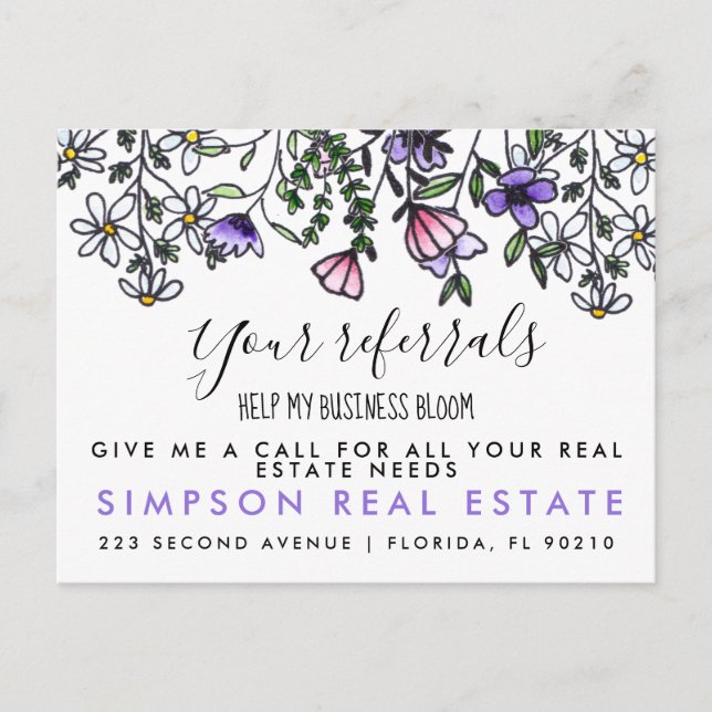 real estate BLOOM referrals Announcement Postcard (Front)