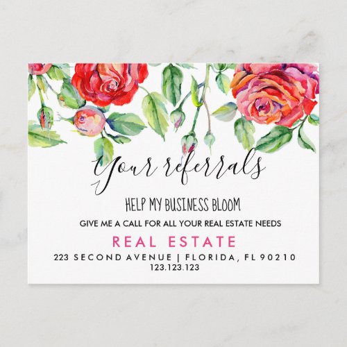 real estate BLOOM referrals Announcement Postcard