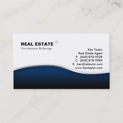 Customizable Real Estate Blue Wave Modern Metal Business Card Template