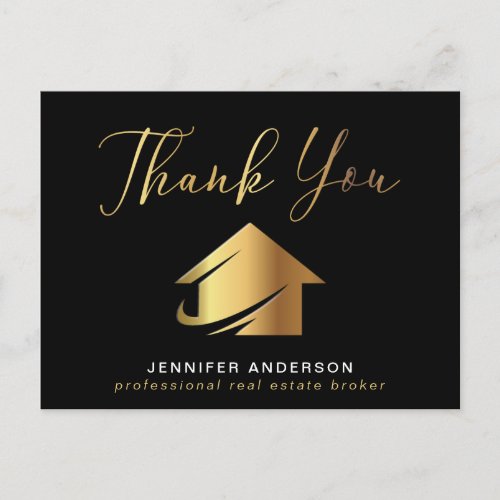 Real Estate Broker Agent Thank You Postcard