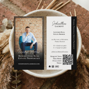 Real Estate Broker Black Classy Professional Photo Business Card