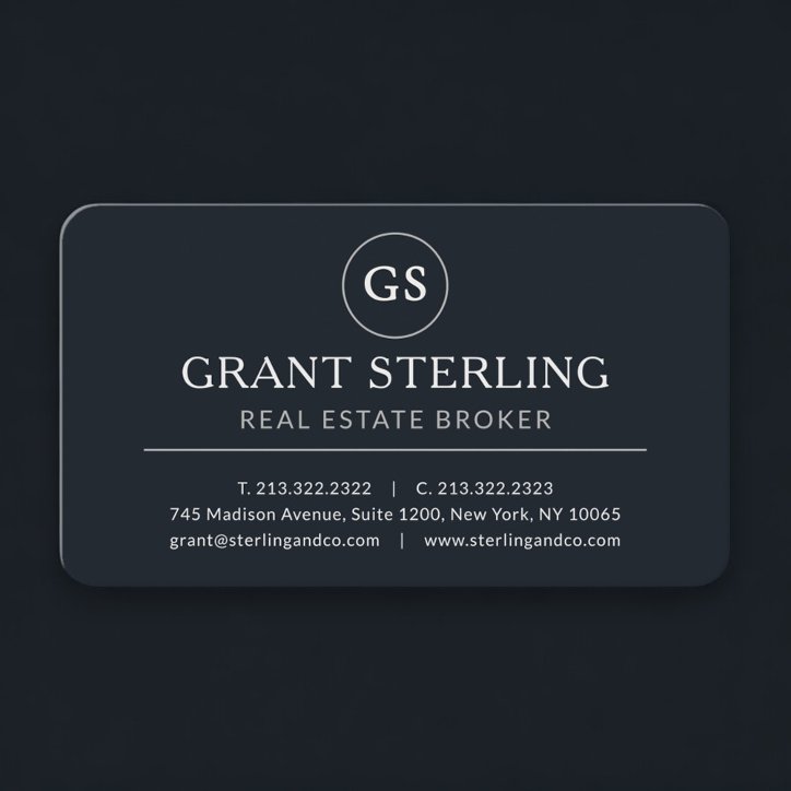 Real Estate Broker Black Professional Business Card
