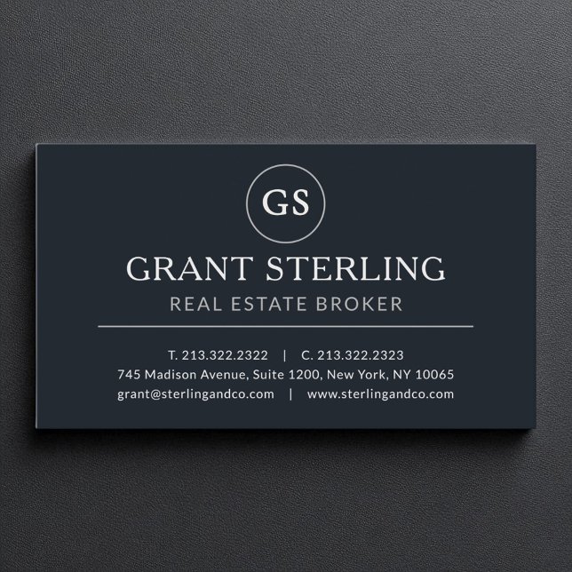 Real Estate Broker Black Silver Luxury  Business Card (Creator Uploaded)