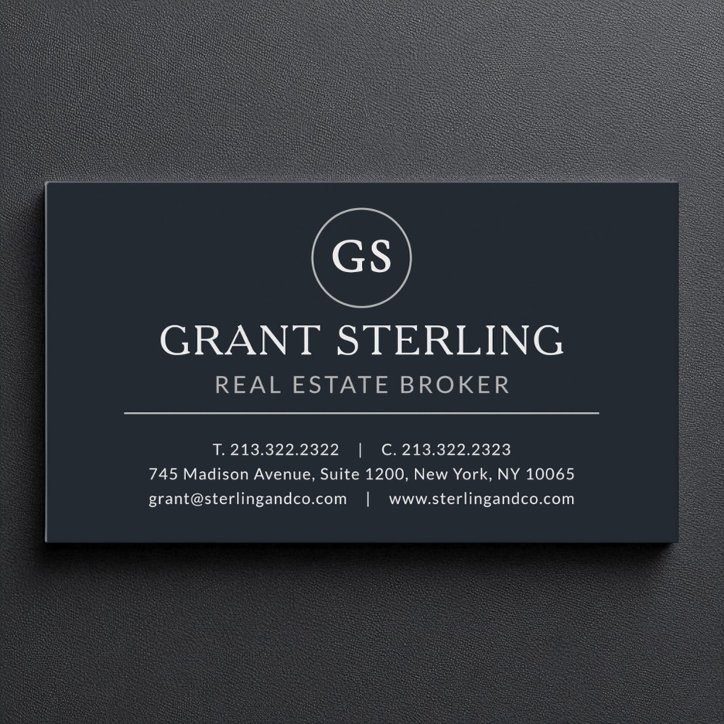 Real Estate Broker Black Silver Luxury Business Card