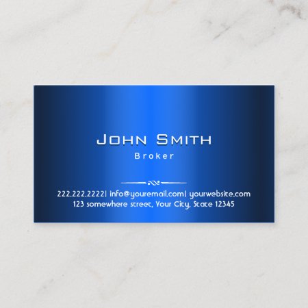 Real Estate Broker Blue Metal Business Card