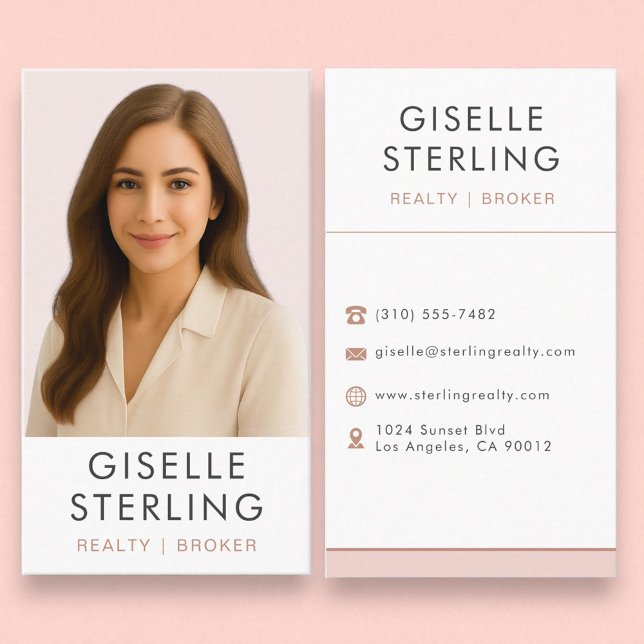 Real Estate Broker Blush Pink Professional Elegant Business Card (Creator Uploaded)