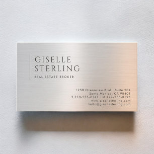 Real Estate Broker Brushed Metal Business Card