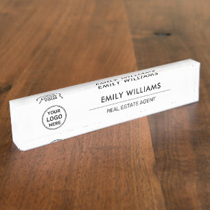 Real Estate Broker Custom Logo Desk Name Plate