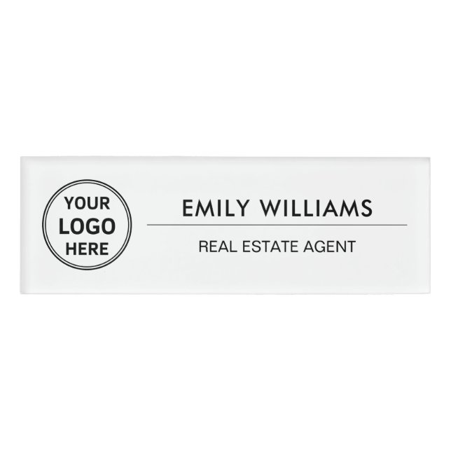 Real Estate Broker Custom Logo White Name Tag (Front)