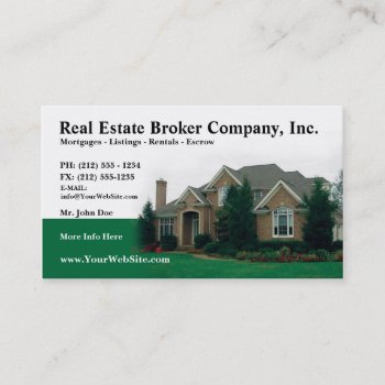 Real Estate Broker Editable Business Card by BigCity212 at Zazzle