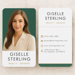 Real Estate Broker Emerald Green Gold Business Card