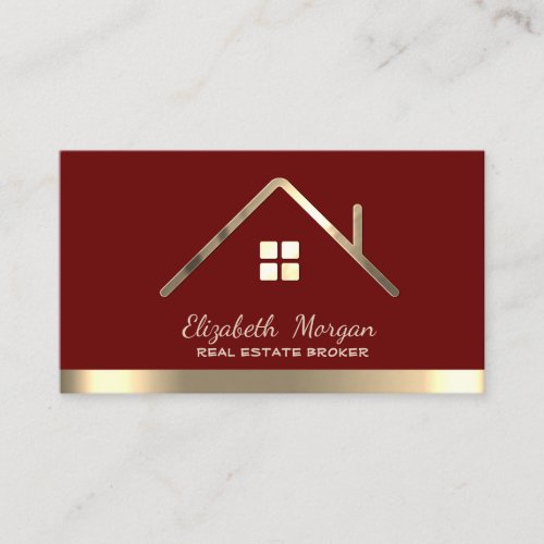 Real Estate Broker House Roof Red Business Card