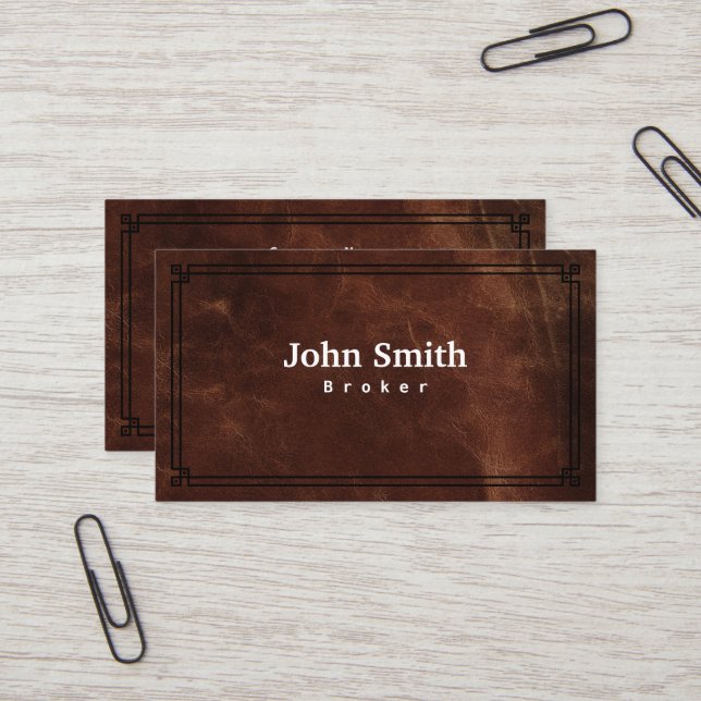 Real Estate Broker Leather Professional Business Card (Front/Back In Situ)