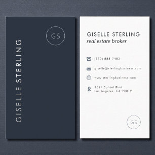 Real Estate Broker Luxury Navy Blue Elegant Modern Business Card