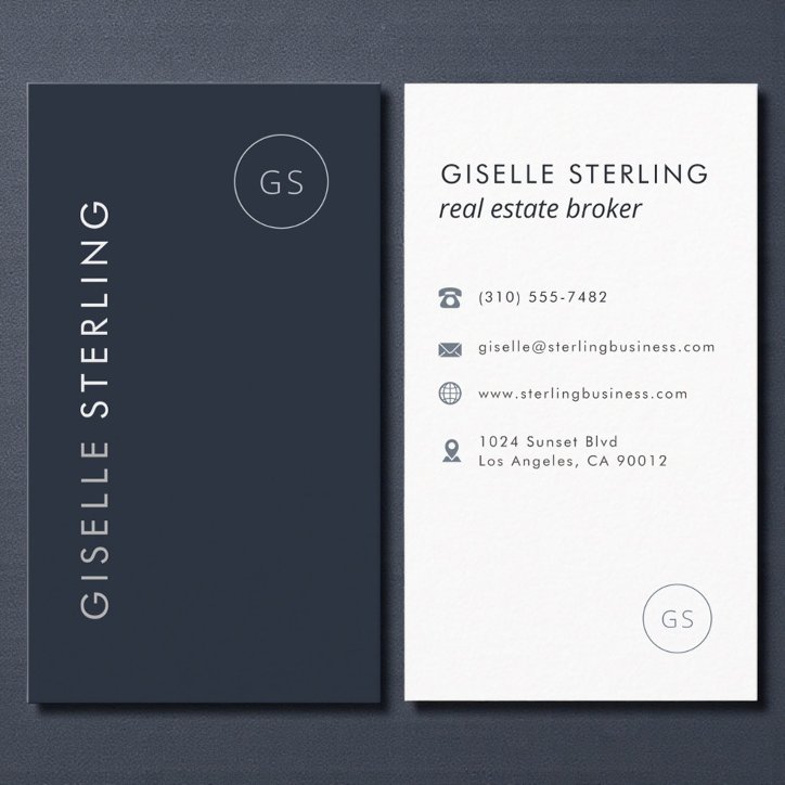Real Estate Broker Luxury Navy Blue Elegant Modern Business Card