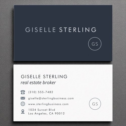 Real Estate Broker Luxury Navy Blue Modern Elegant Business Card