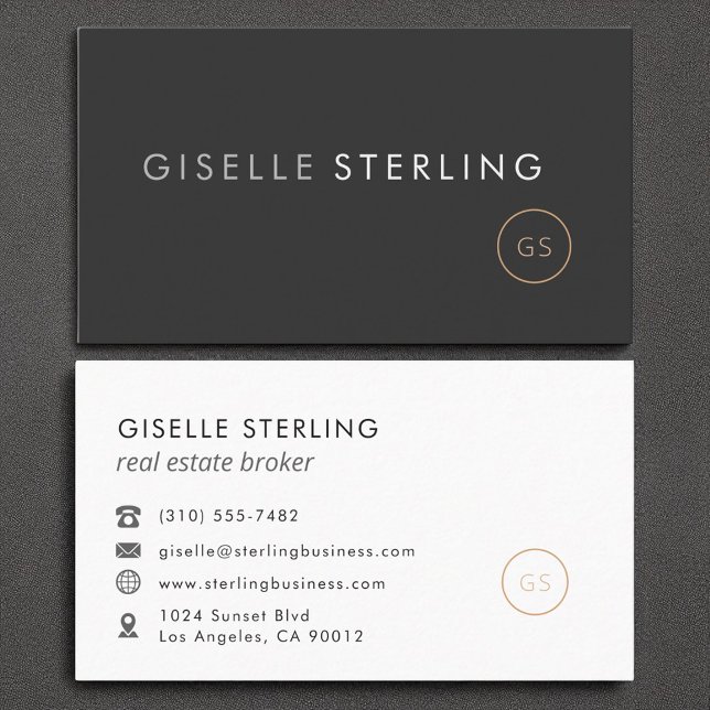 Real Estate Broker Minimalist Luxury Black Business Card (Creator Uploaded)