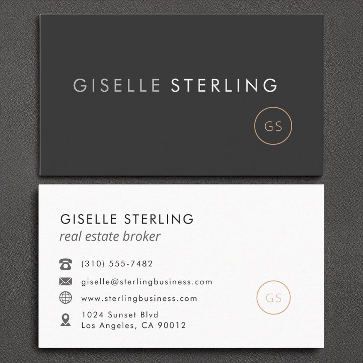 Real Estate Broker Minimalist Luxury Black Business Card