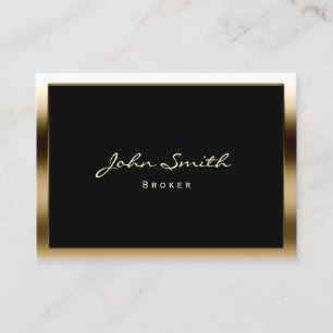 Real Estate Broker Modern Golden Border Business Card
