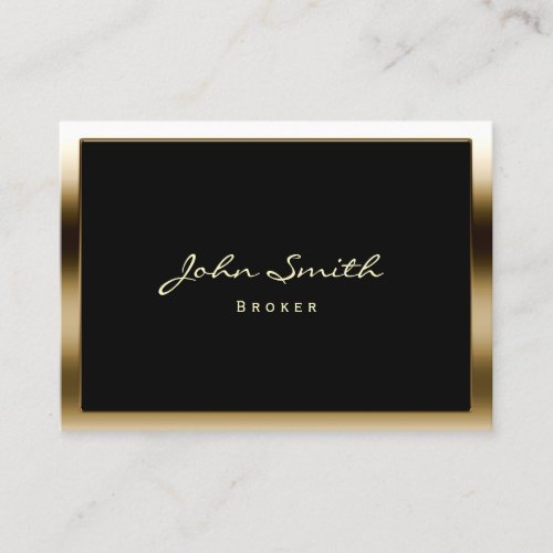 Real Estate Broker Modern Golden Border Business Card