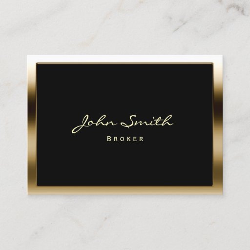 Customizable Real Estate Broker Modern Golden Border Business Card