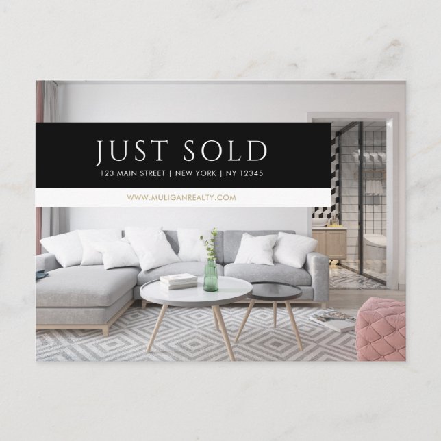 Real Estate Broker Modern Postcard - JUST SOLD (Front)