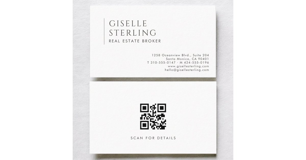 Real Estate Broker Modern Professional QR Code Business Card | Zazzle