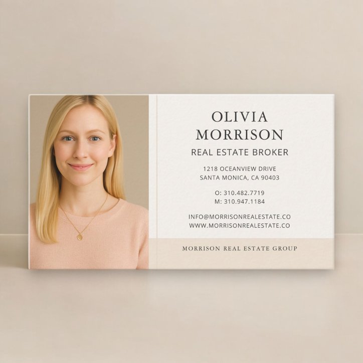 Real Estate Broker Neutral Beige Photo Business Card