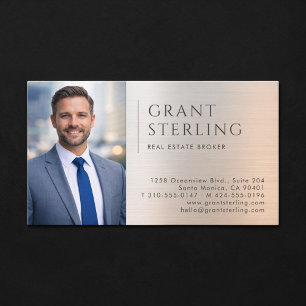 Real Estate Broker Photo Metallic Business Card