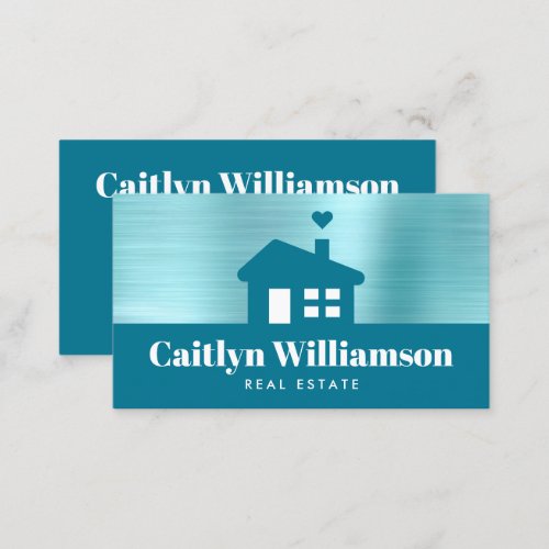 Real Estate Broker Professional Bold House Blue Business Card