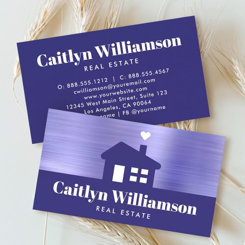 Real Estate Broker Professional Bold House Purple Business Card