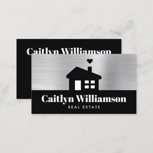 Real Estate Broker Professional Modern House Black Business Card