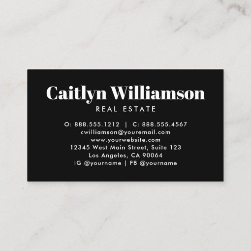 Real Estate Broker Professional Modern House Black Business Card Zazzle