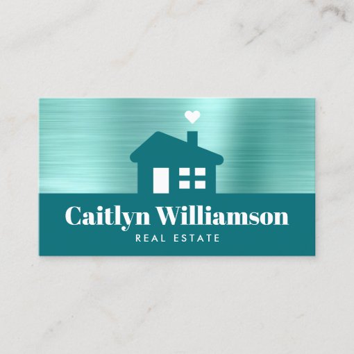 Real Estate Broker Professional Modern House Teal Business Card Zazzle