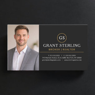 Real Estate Broker Realtor Photo Black Gold Business Card