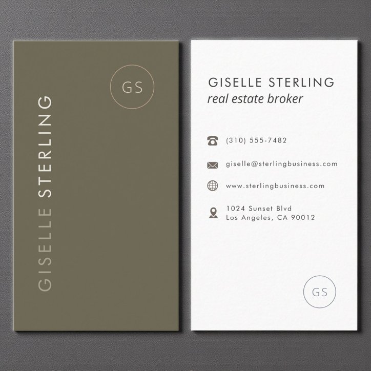 Real Estate Broker Sage Green Luxury Elegant Business Card