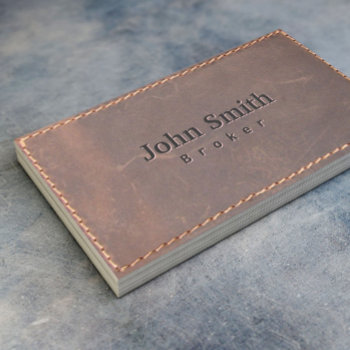 Real Estate Broker Sewed Leather Professional Business Card by cardfactory at Zazzle