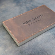 Real Estate Broker Sewed Leather Professional Business Card at Zazzle
