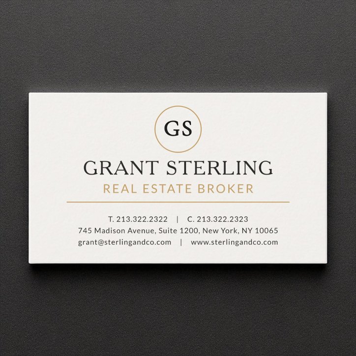 Real Estate Broker White Gold Luxury Business Card
