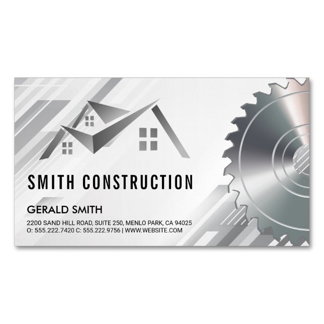 Real Estate Builders | General Contractor Business Card Magnet (Front)