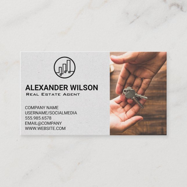 Real Estate Building Logo | Keys Handed Business Card (Front)