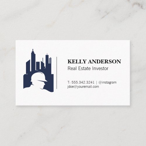 Real Estate Buildings  Construction Worker Business Card