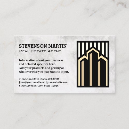 Real Estate Buildings Logo  Marble Business Card