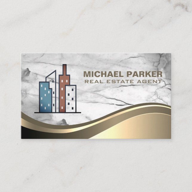 Real Estate Buildings Logo | Properties Business Card (Front)