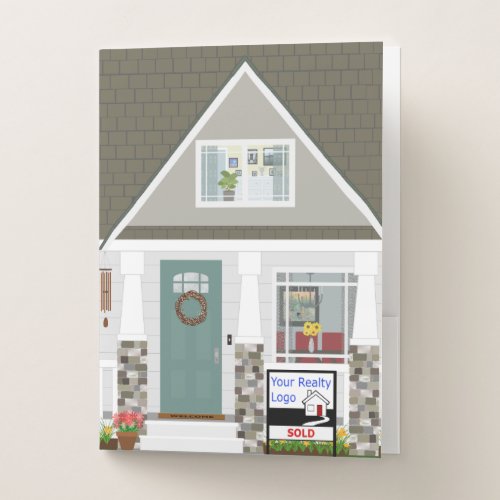 Real Estate Bungalow Home Pocket Folder