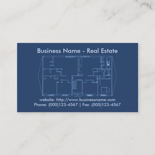 Customizable Real Estate Business Card: Floor Plan Blueprint