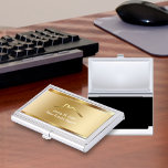 Real Estate Business Card Holder<br><div class="desc">Real Estate business card holder with cool simulated gold metallic background printed on the front and house symbol with your name and profession boldly displayed for a best first impression. Designed told hold your business cards and protect them in style for a Realtor,  Broker,  agent,  or agency.</div>