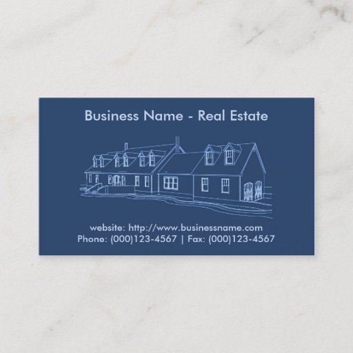 Customizable Real Estate Business Card: House Blueprint