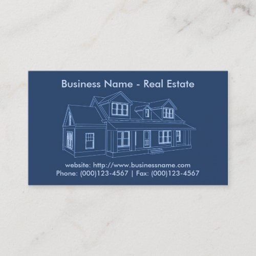 Real Estate Business Card: House Blueprint